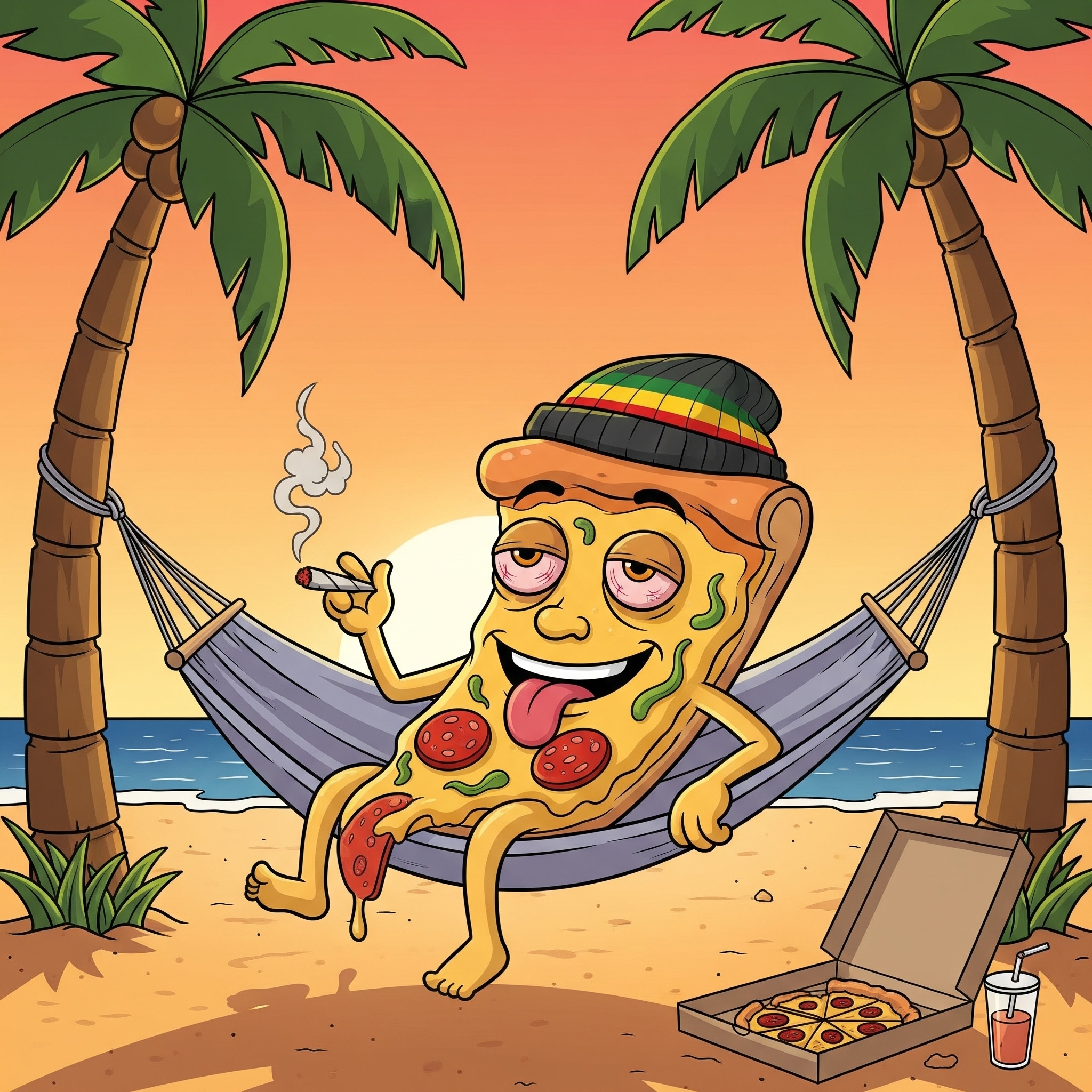 Pizza Character on Hammock