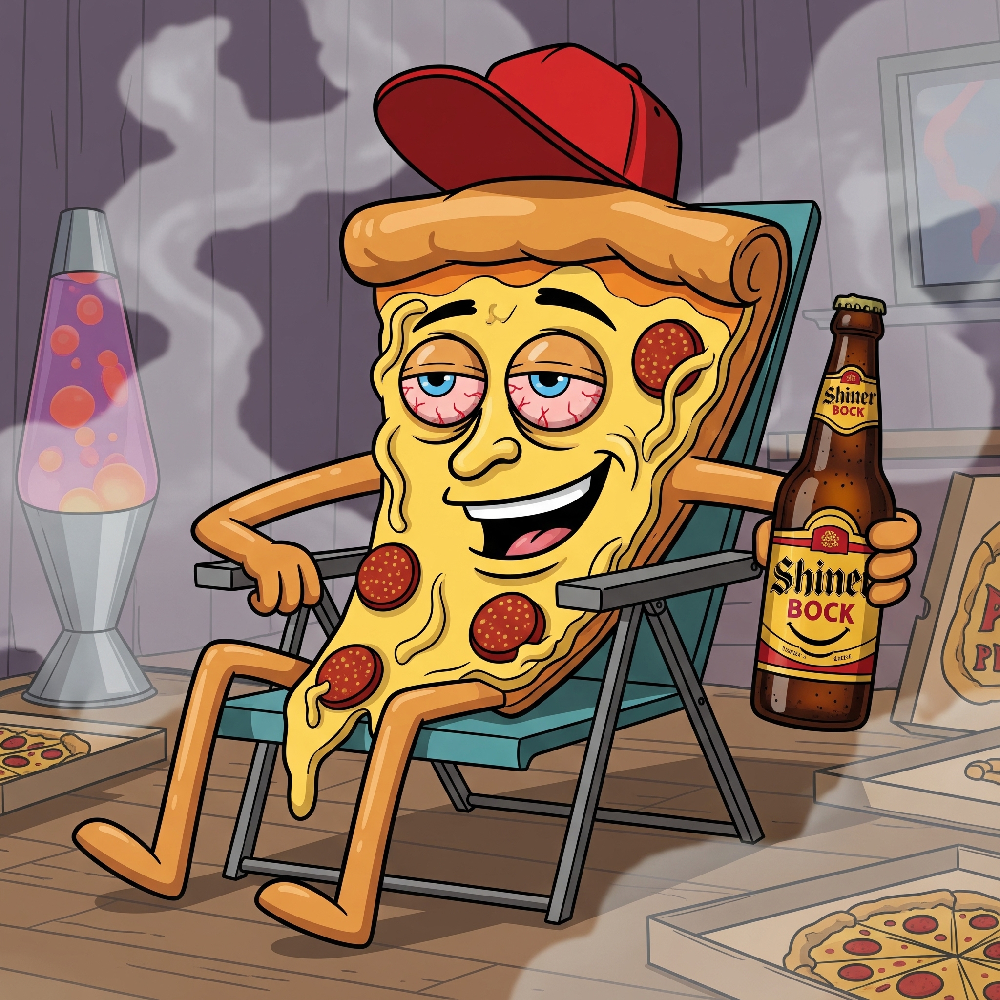 Pizza Character with Beer